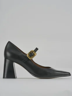 Décolleté e slingback tacco 7cm pelle nero