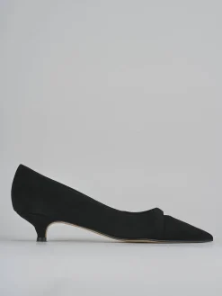 Décolleté e slingback tacco 3cm camoscio nero