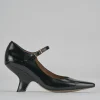 Décolleté e slingback tacco 6cm pelle nero