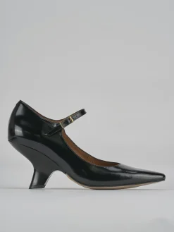 Décolleté e slingback tacco 6cm pelle nero