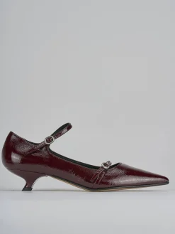 Décolleté e slingback tacco 4cm vernice bordo'