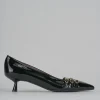 Décolleté e slingback tacco 5cm vernice nero