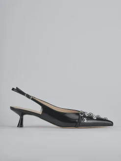 Décolleté e slingback tacco 5cm vernice nero