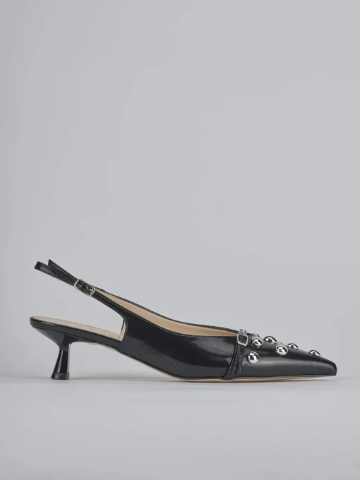 Décolleté e slingback tacco 5cm vernice nero