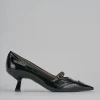 Décolleté e slingback tacco 6cm vernice nero