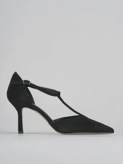 Décolleté e slingback tacco 8cm camoscio nero
