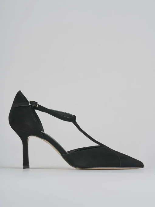Décolleté e slingback tacco 8cm camoscio nero