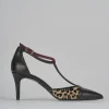 Décolleté e slingback tacco 7cm pelle nero
