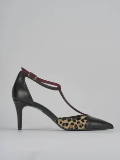 Décolleté e slingback tacco 7cm pelle nero