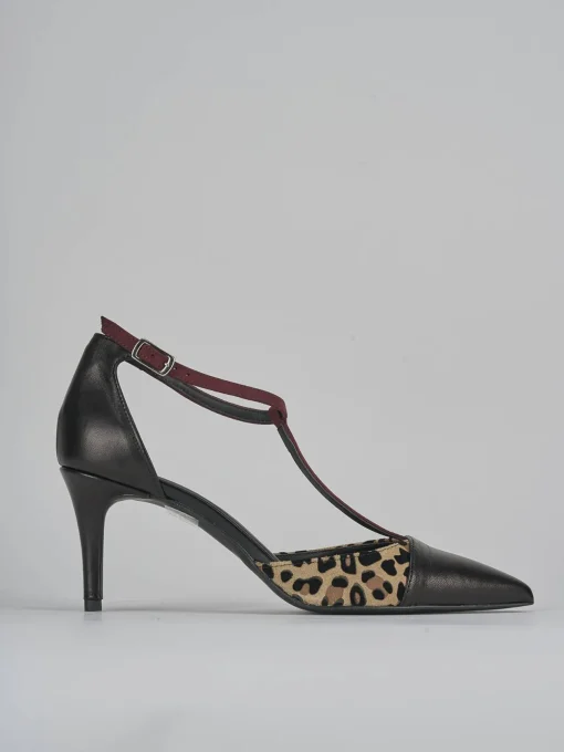 Décolleté e slingback tacco 7cm pelle nero