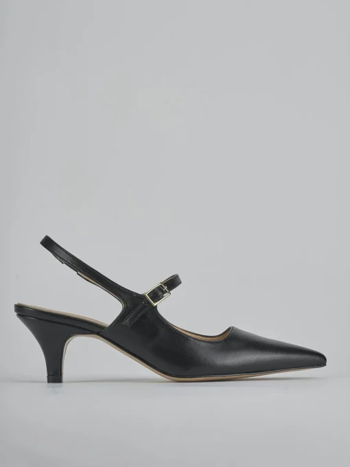 Décolleté e slingback tacco 4cm pelle nero