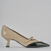 Décolleté e slingback tacco 6cm vernice beige