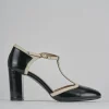 Décolleté e slingback tacco 8cm pelle nero