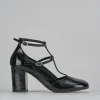 Décolleté e slingback tacco 8cm vernice nero