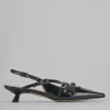 Décolleté e slingback tacco 4cm vernice nero