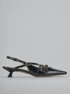 Décolleté e slingback tacco 4cm vernice nero