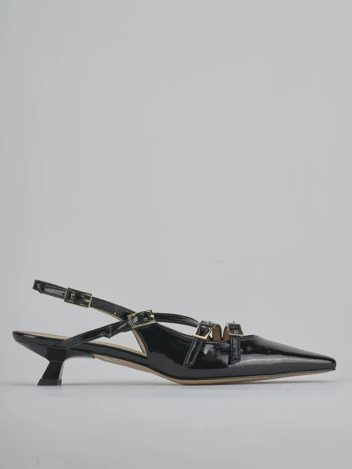 Décolleté e slingback tacco 4cm vernice nero