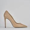 Décolleté e slingback tacco 10cm pelle marrone