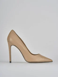 Décolleté e slingback tacco 10cm pelle marrone