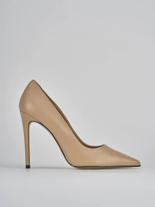 Décolleté e slingback tacco 10cm pelle marrone