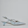 Décolleté e slingback tacco 4cm vernice azzurro