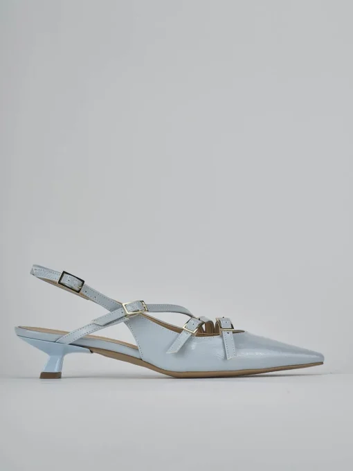 Décolleté e slingback tacco 4cm vernice azzurro