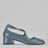 Décolleté e slingback tacco 4cm vernice jeans