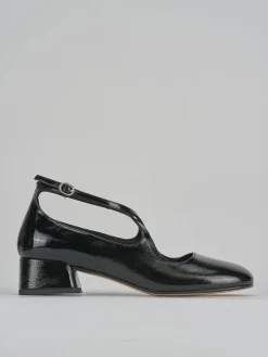 Décolleté e slingback tacco 4cm vernice nero