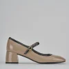 Décolleté e slingback tacco 5cm vernice beige