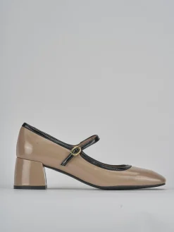Décolleté e slingback tacco 5cm vernice beige