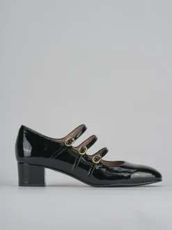 Décolleté e slingback tacco 4cm vernice nero