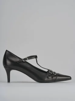 Décolleté e slingback tacco 5cm pelle nero