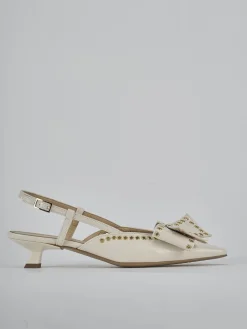 Décolleté e slingback tacco 4cm vernice bianco