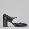 Décolleté e slingback tacco 7cm vernice nero