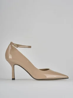 Décolleté e slingback tacco 7cm vernice beige