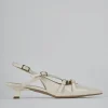 Décolleté e slingback tacco 4cm vernice bianco