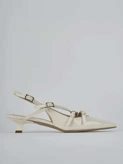 Décolleté e slingback tacco 4cm vernice bianco