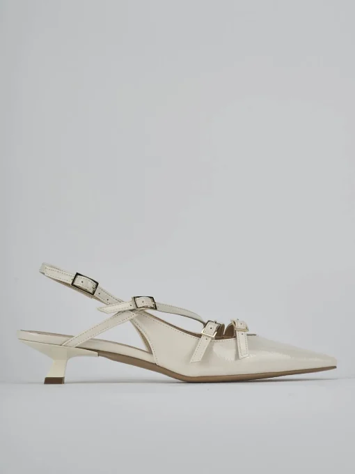 Décolleté e slingback tacco 4cm vernice bianco