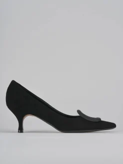 Décolleté e slingback tacco 5cm camoscio nero