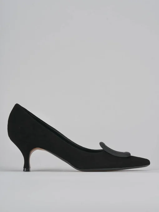 Décolleté e slingback tacco 5cm camoscio nero