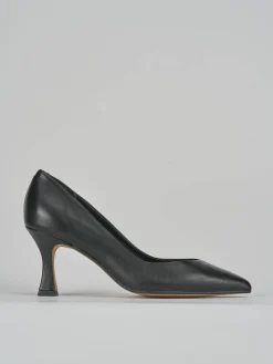 Décolleté e slingback tacco 7cm pelle nero