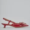 Décolleté e slingback tacco 4cm vernice rosso