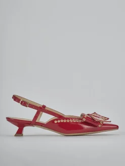 Décolleté e slingback tacco 4cm vernice rosso