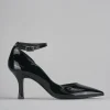 Décolleté e slingback tacco 7cm vernice nero