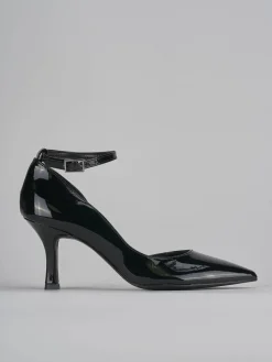 Décolleté e slingback tacco 7cm vernice nero
