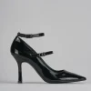 Décolleté e slingback tacco 9cm vernice nero