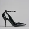 Décolleté e slingback tacco 9cm vernice nero