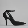 Décolleté e slingback tacco 9cm camoscio nero