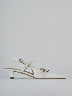 Décolleté e slingback tacco 3cm vernice bianco