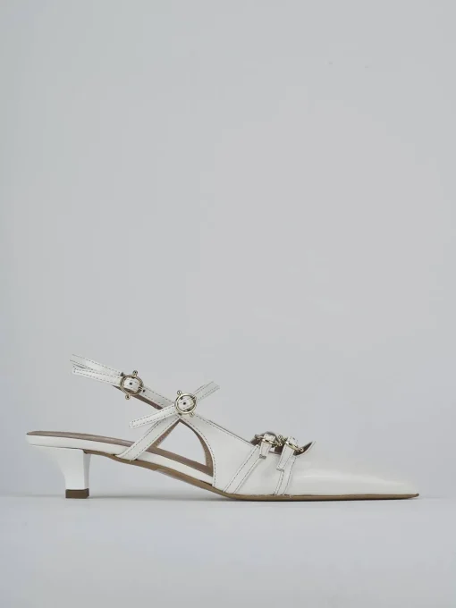 Décolleté e slingback tacco 3cm vernice bianco